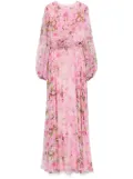 NISSA floral-appliqué silk gown - Pink