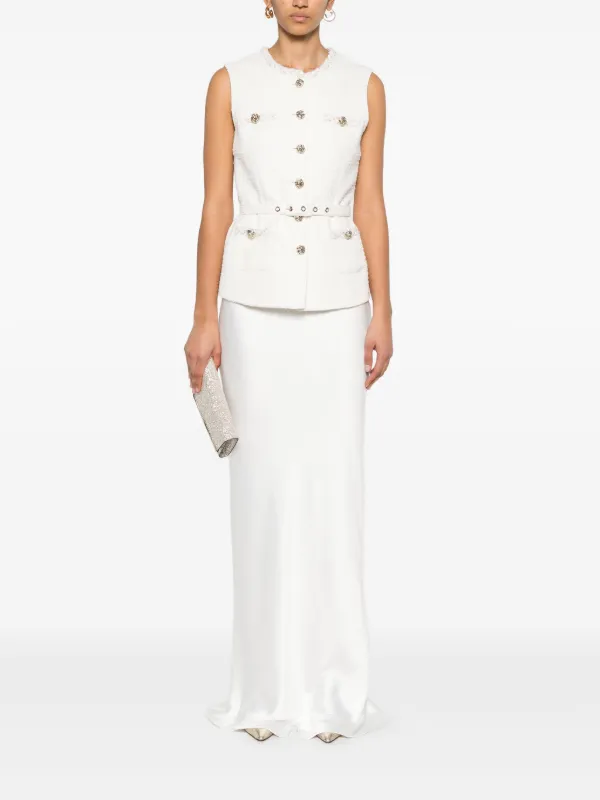 NISSA Satin Maxi Skirt White FARFETCH PH