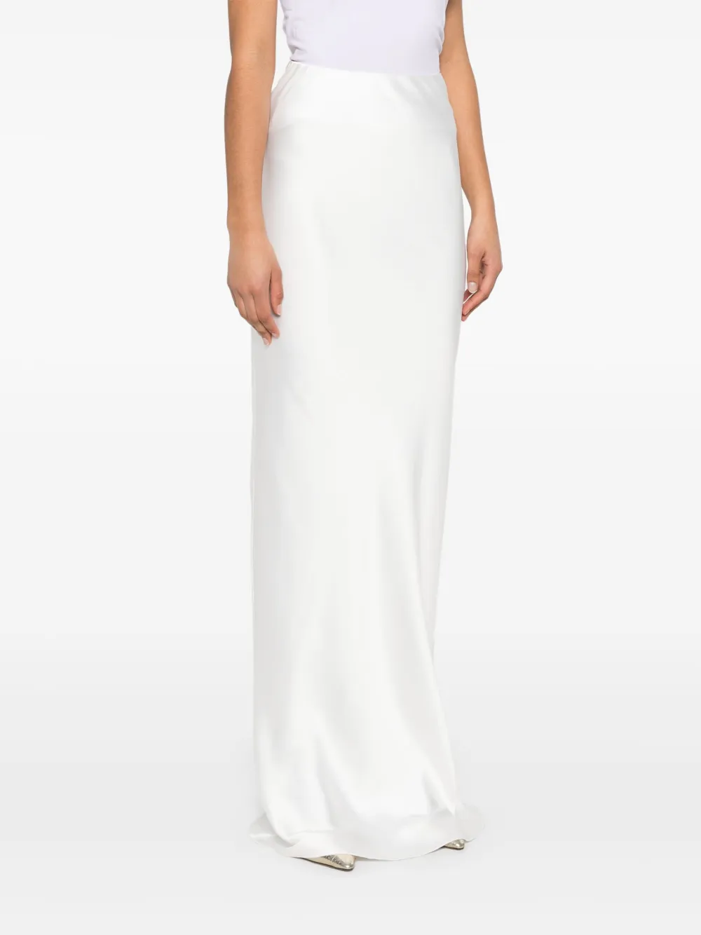 NISSA Satijnen maxi-rok Wit