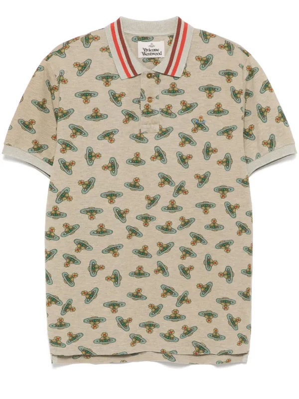 Vivienne Westwood Logo Print Polo Shirt in Neutrals