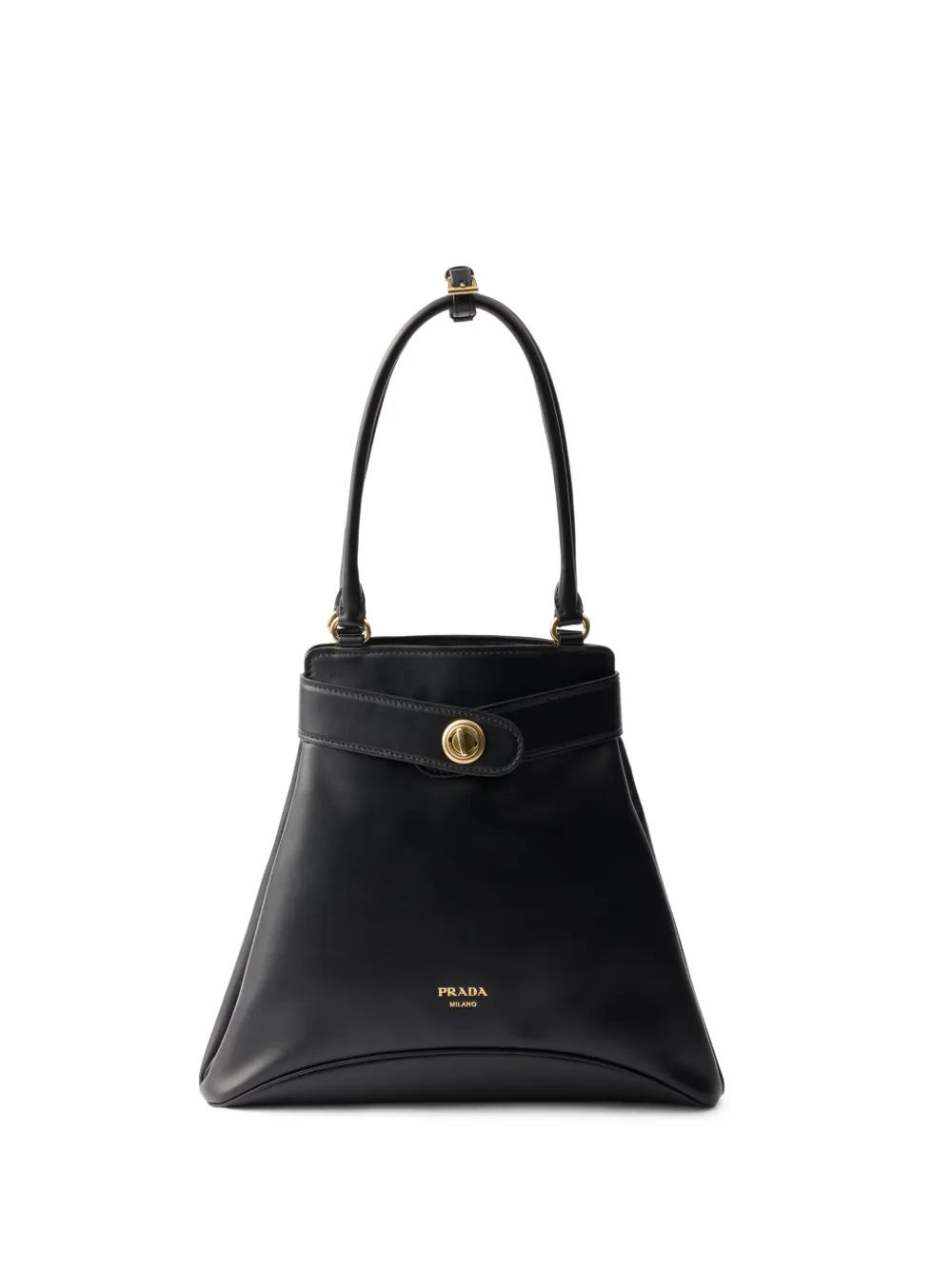 Prada Etude Buckle Leather Shoulder Bag In Black