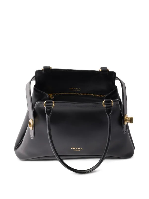 【日本入手困難】Prada Etude medium leather tote bag Prada Medium Etude Tote Bag | Black | FARFETCH