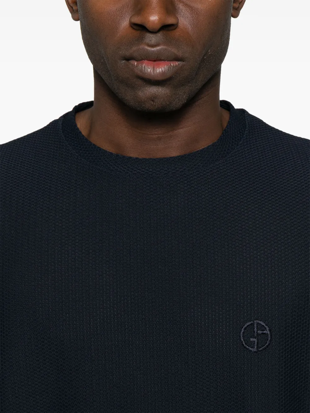 Shop Giorgio Armani Textured T-shirt In Blue