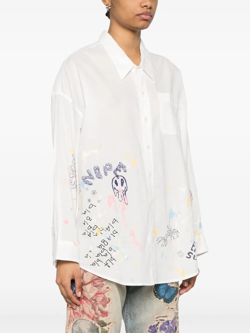 R13 Blouse met verfspatten Wit