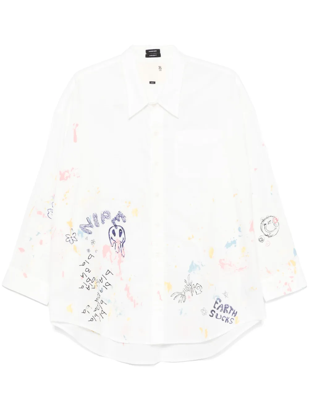 R13 Blouse met verfspatten Wit