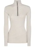 Brunello Cucinelli Monili-embellished half-zip sweater - Neutrals