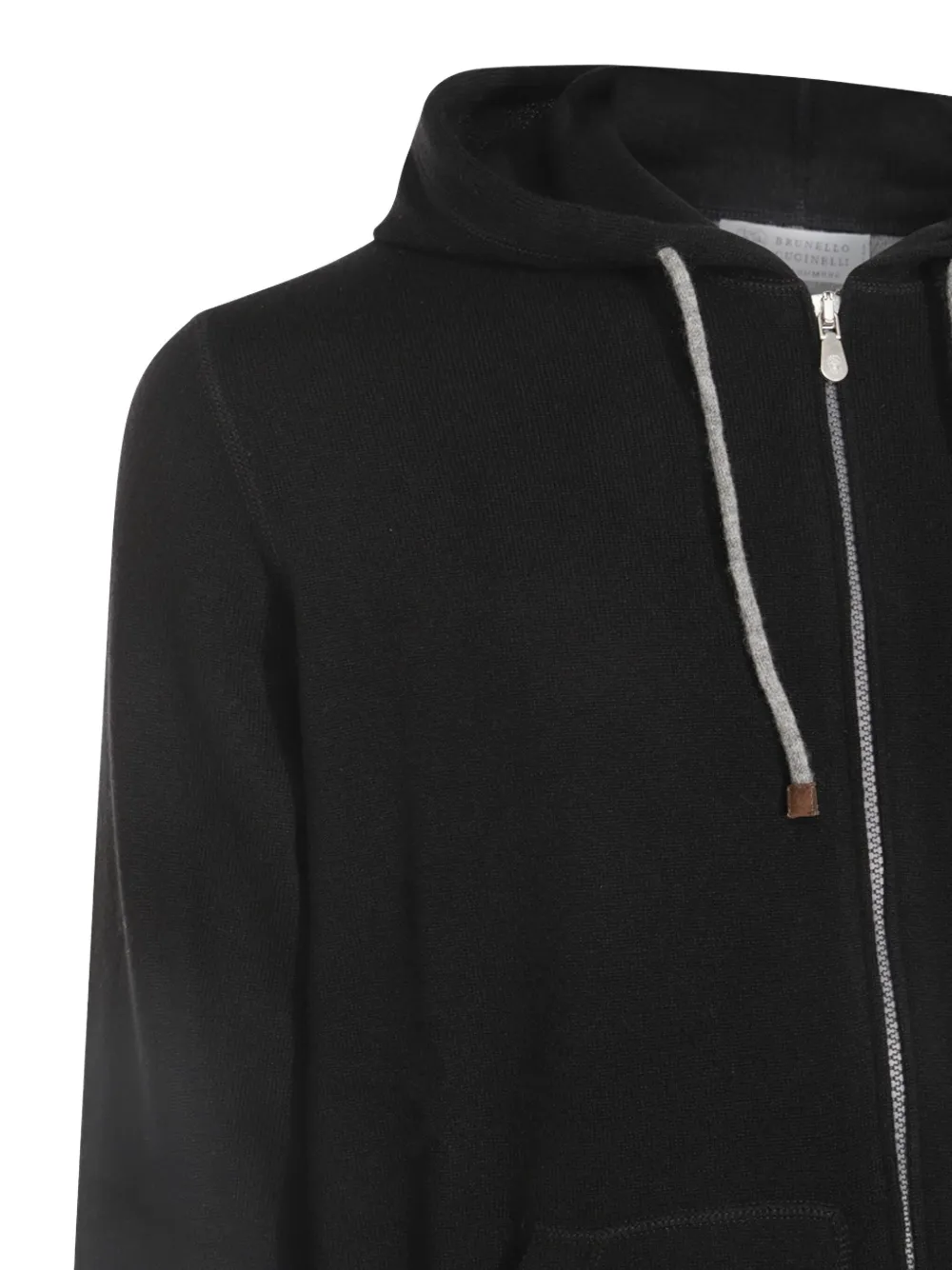 Brunello Cucinelli Wollen hoodie met rits Zwart