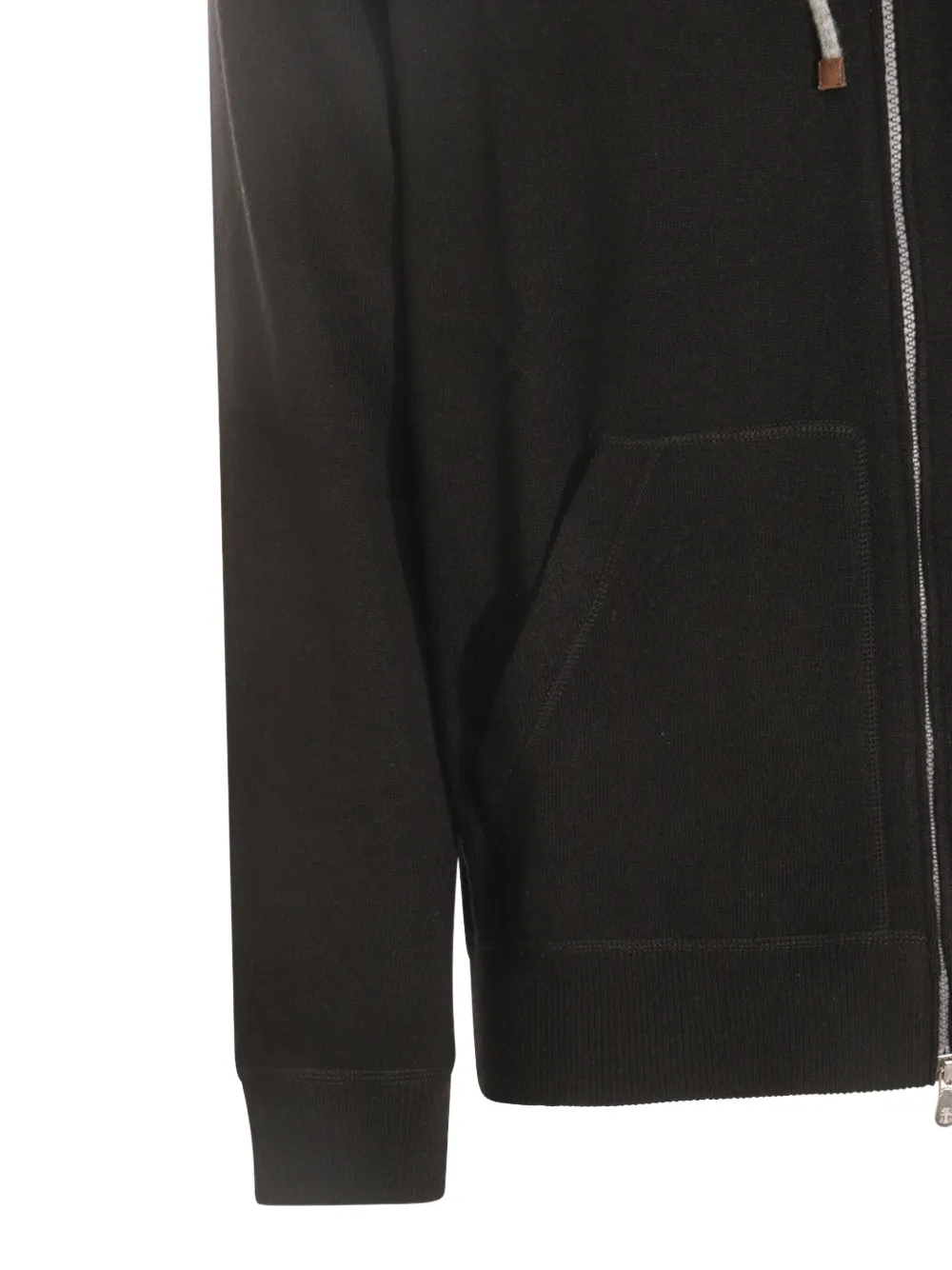 Brunello Cucinelli Wollen hoodie met rits Zwart