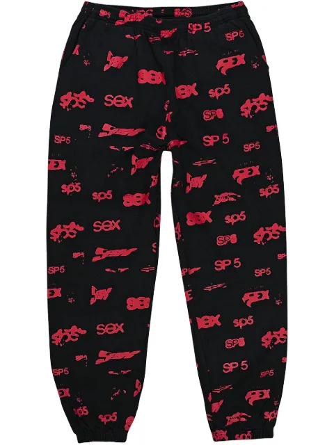 SP5DER graphic-print "Black" track pants