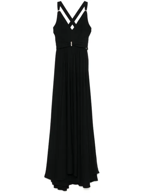 NISSA crystal-embellished V-neck gown