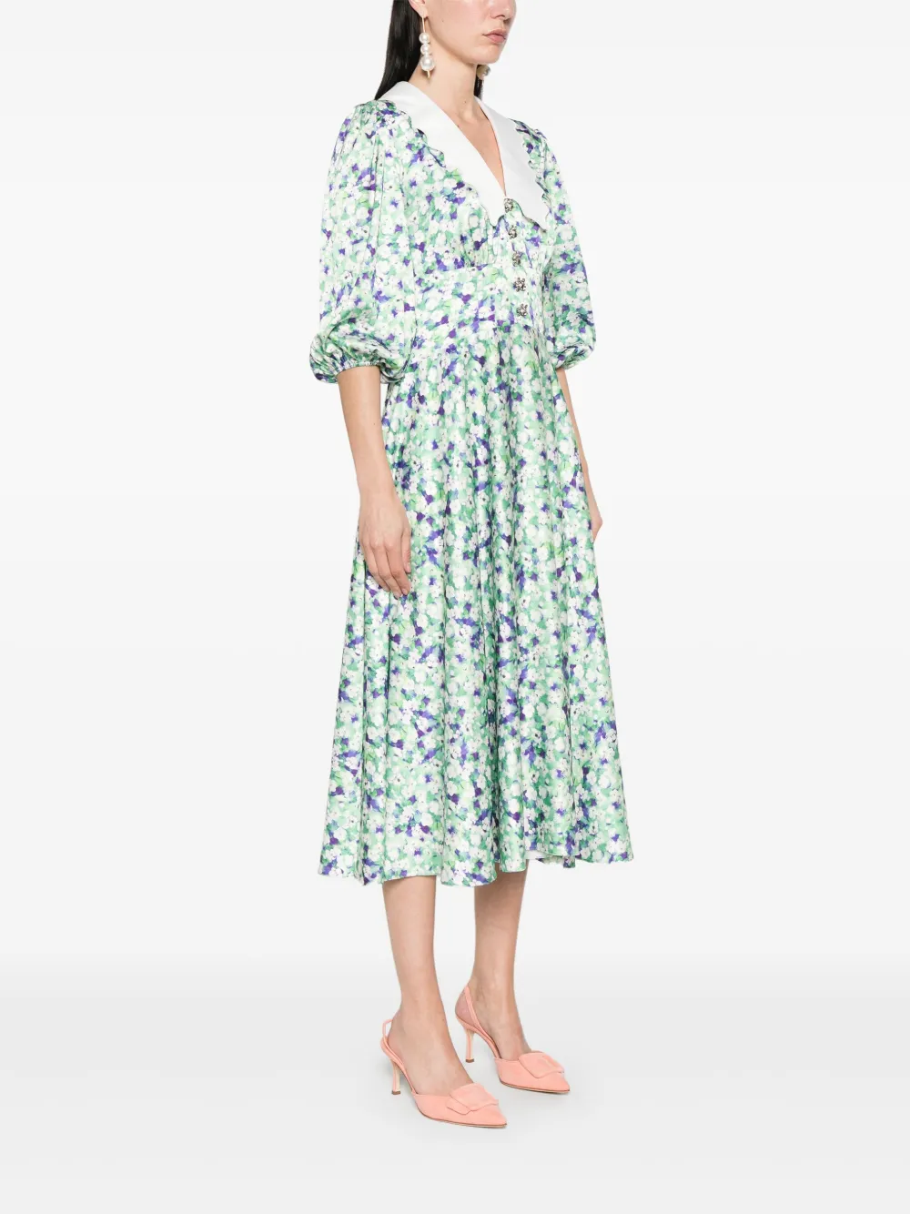 NISSA Midi-jurk met bloemenprint Groen