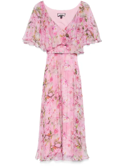 NISSA floral-print silk midi dress
