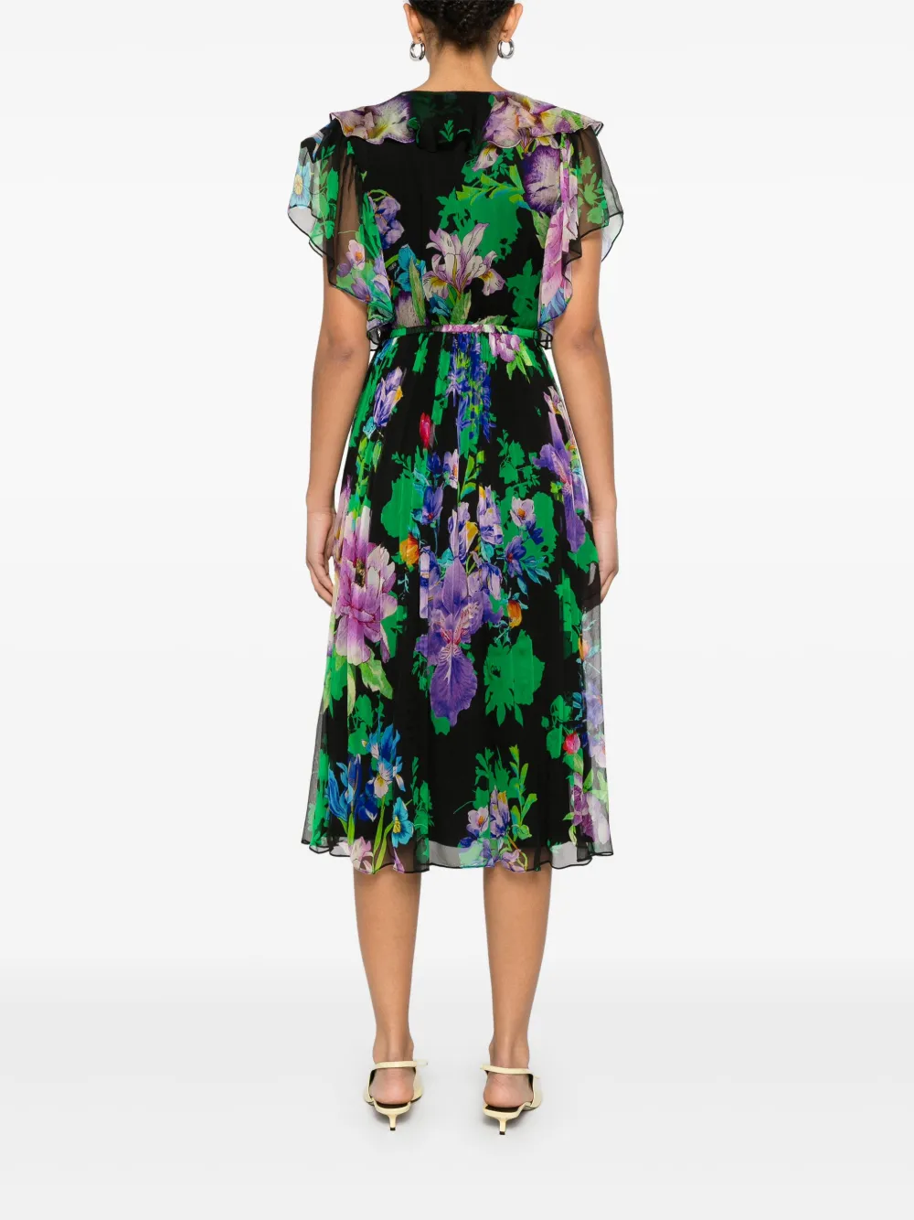 NISSA Midi-jurk met bloemenprint Zwart