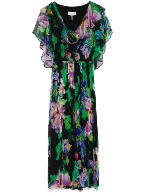 NISSA floral-print silk midi dress