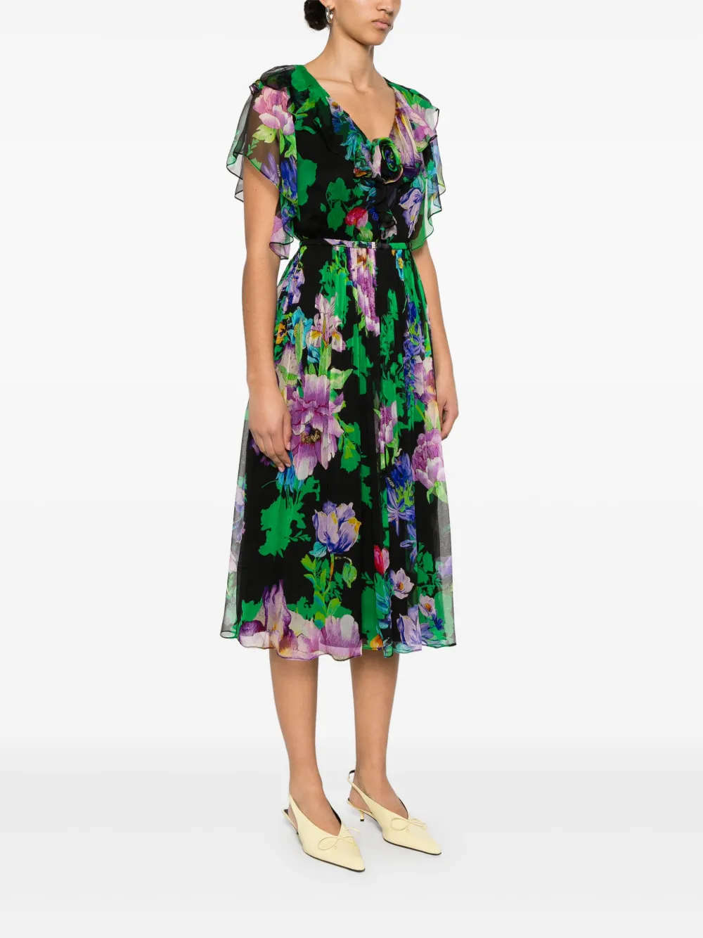 NISSA Midi-jurk met bloemenprint Zwart