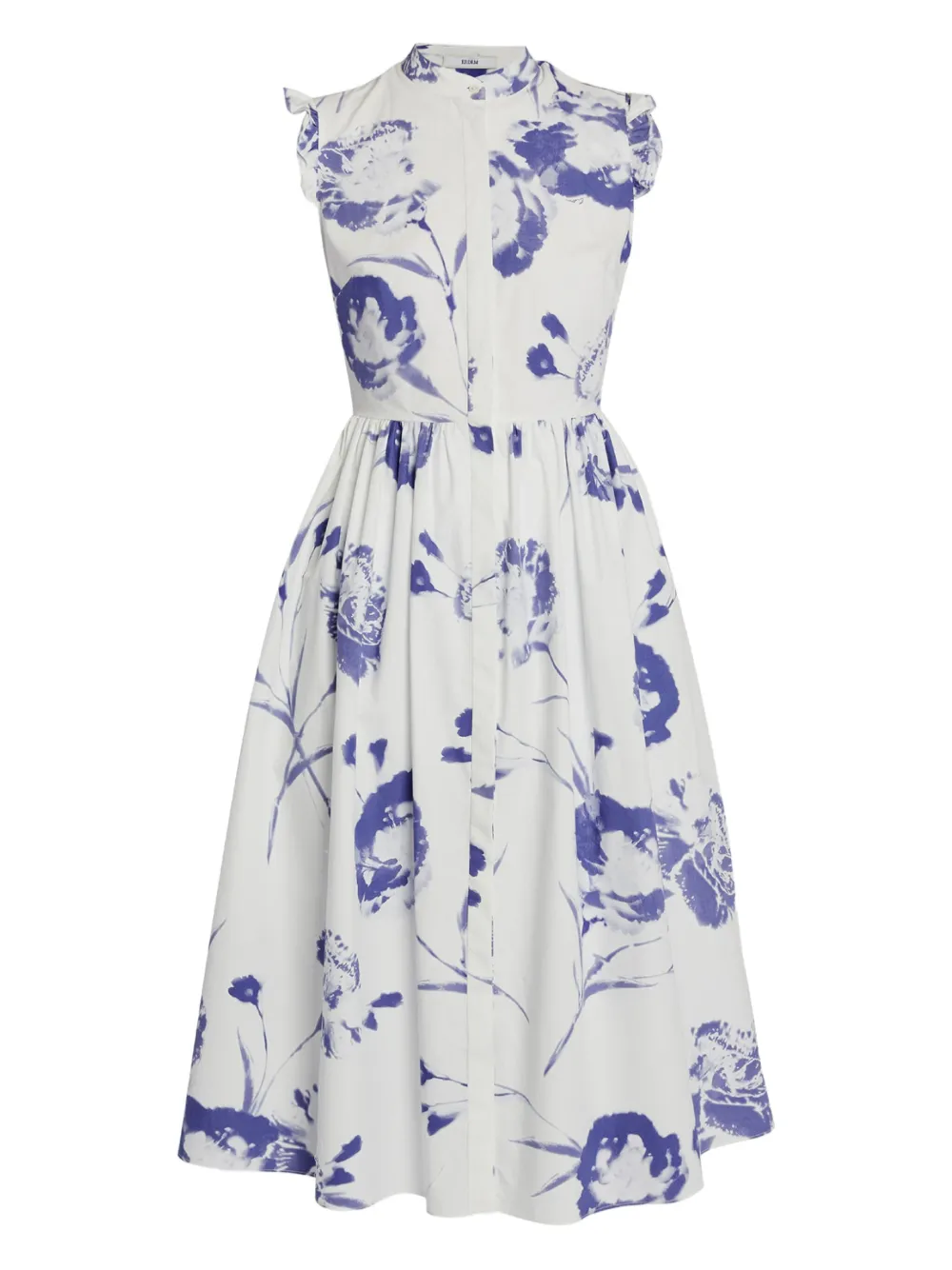 floral-print ruffled-sleeve dress