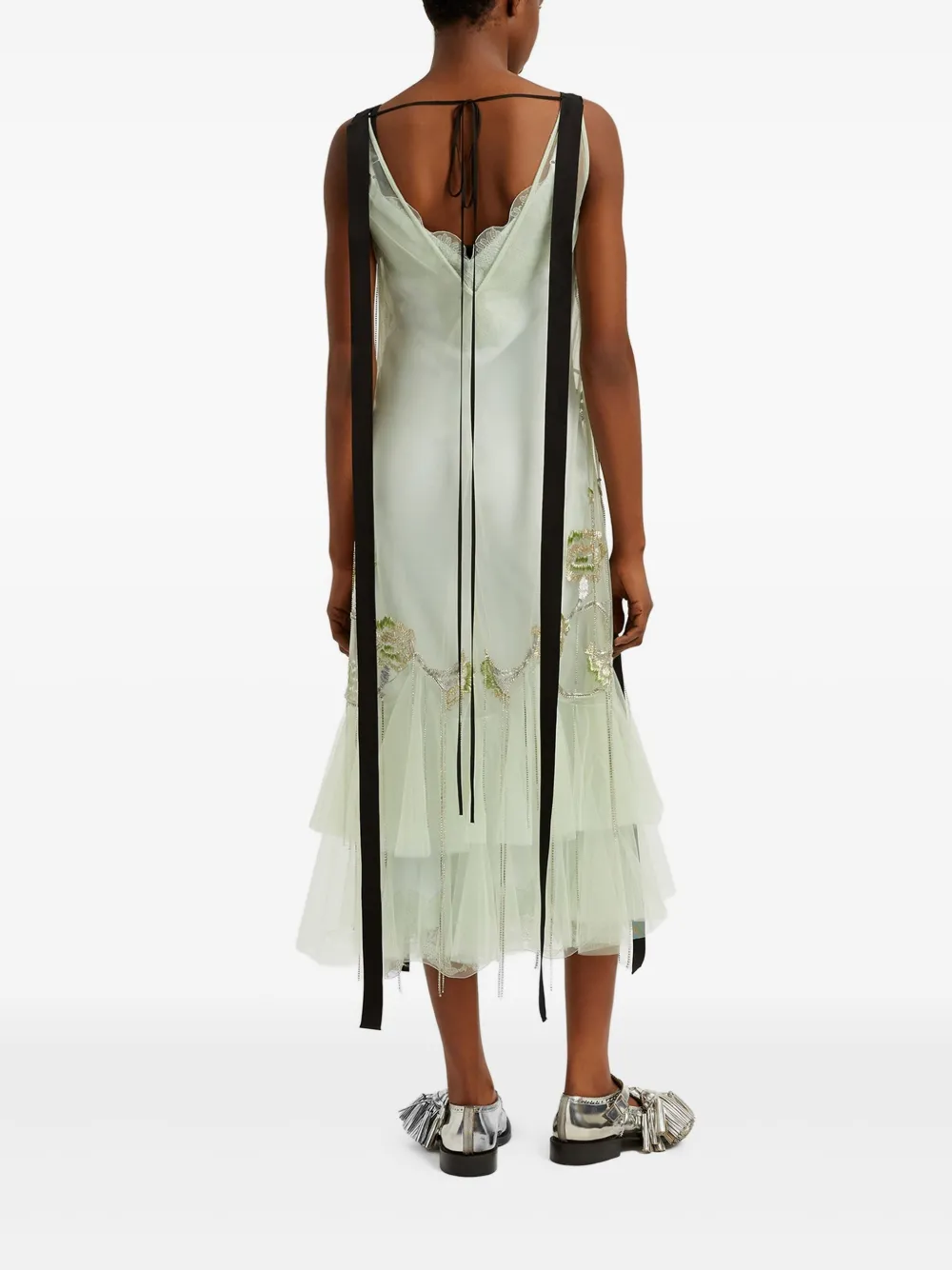 Erdem Slip Cocktail Midi Dress In Green