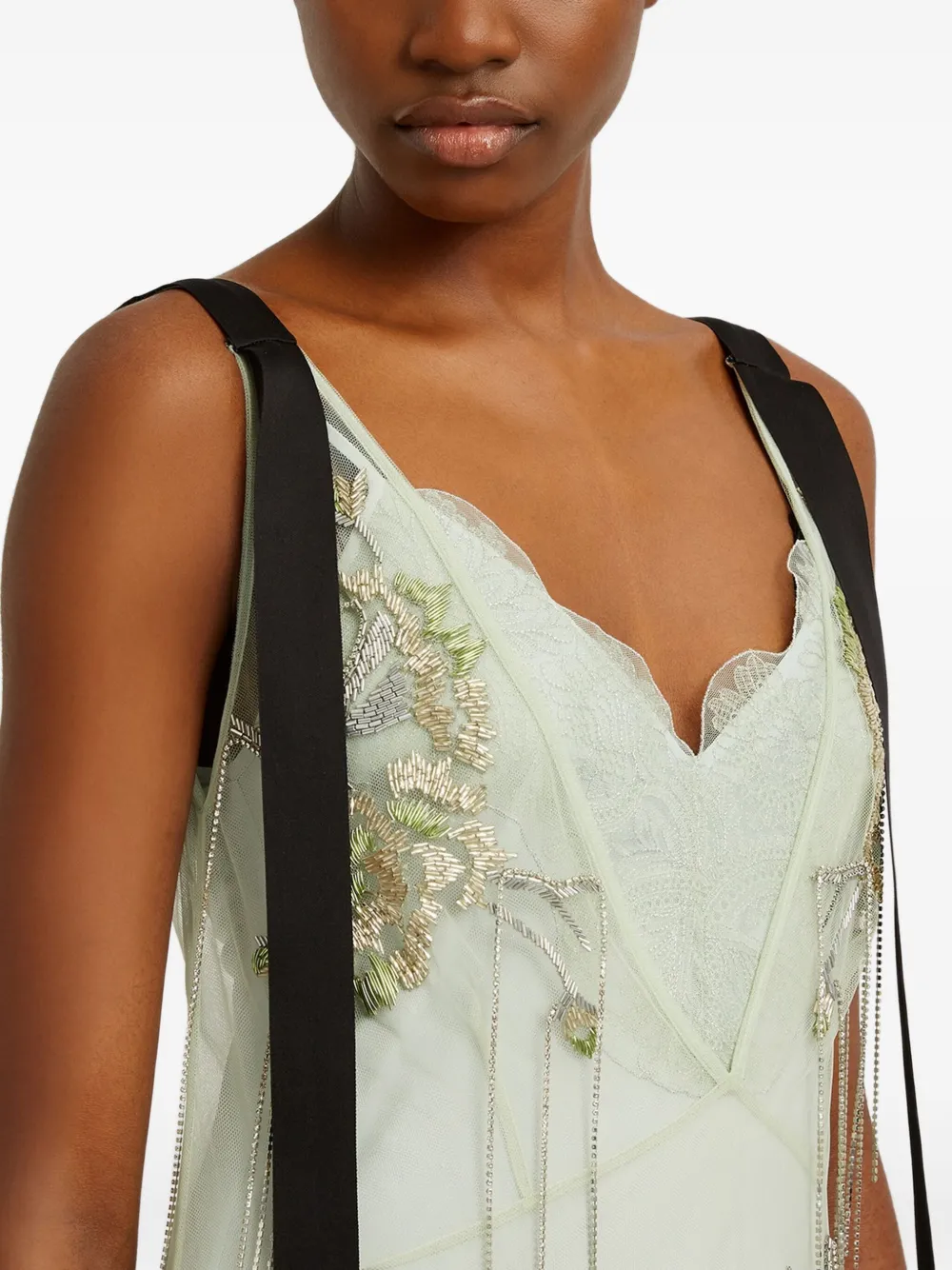 Erdem Slip Cocktail Midi Dress In Green