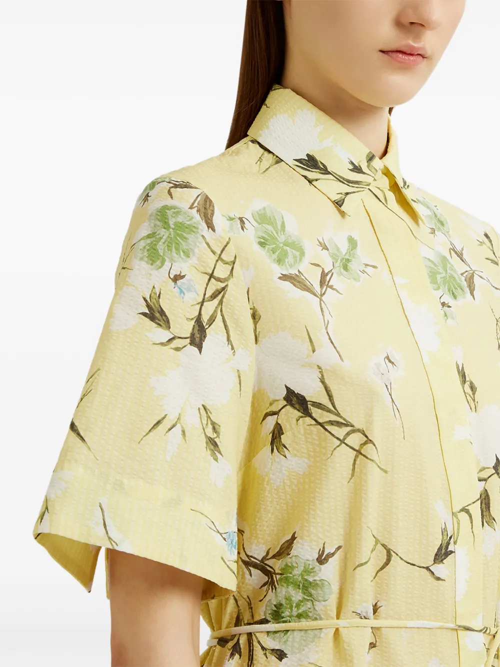 ERDEM Midi-jurk met bloemenprint Geel