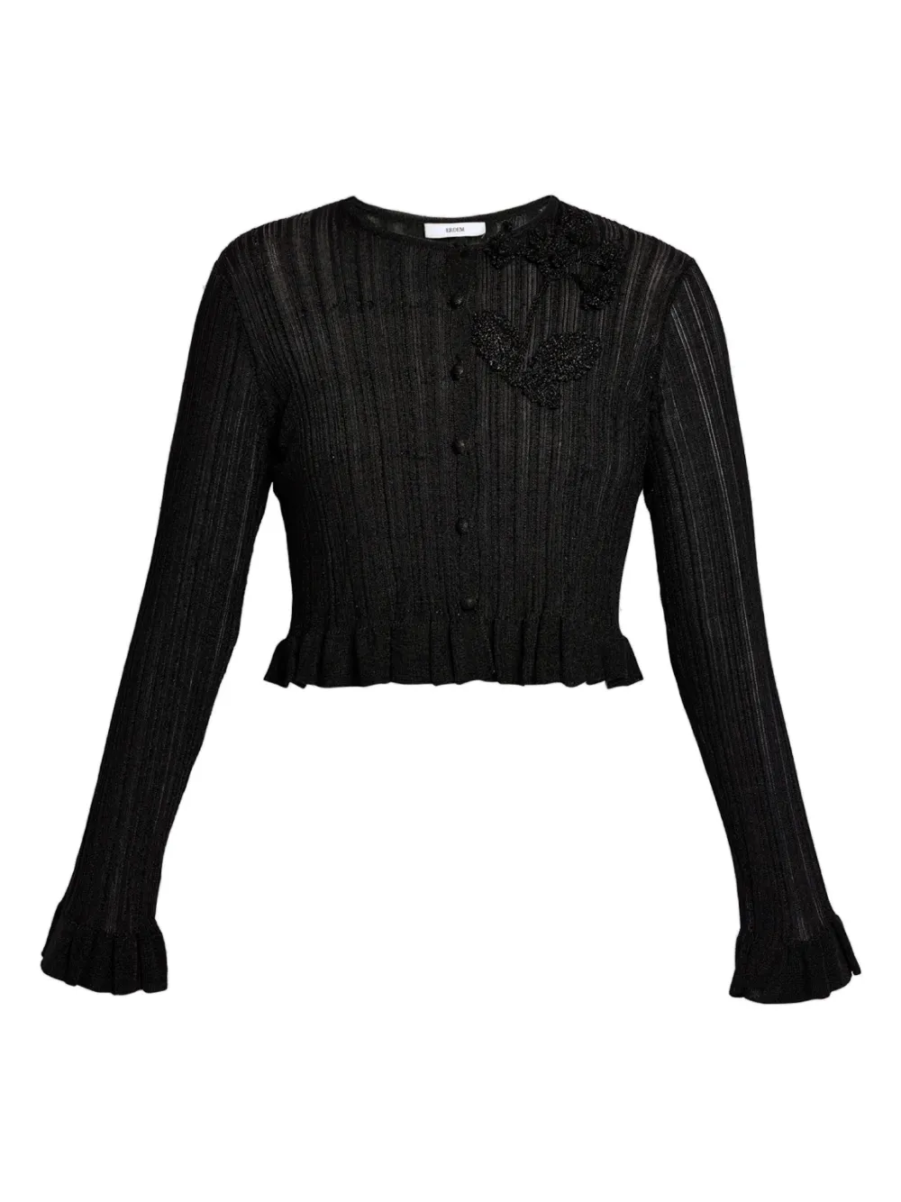 ERDEM RUFFLE-DETAIL CROPPED CARDIGAN 