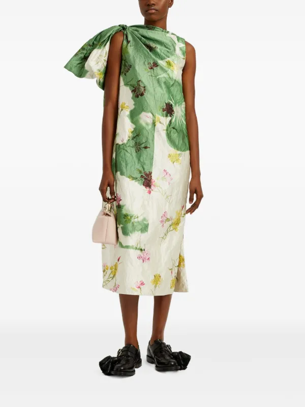 ERDEM bow-detail Draped Dress | Green | FARFETCH