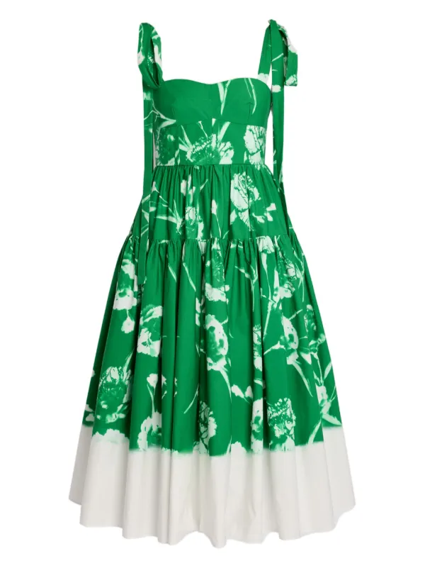 ERDEM floral-print Midi Dress | Green | FARFETCH OM