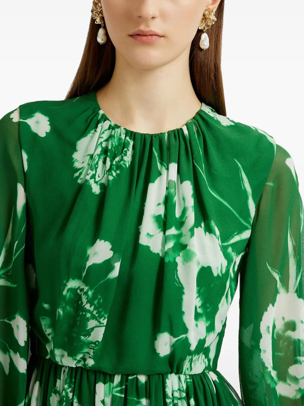 Erdem Long-sleeved Dress In Green