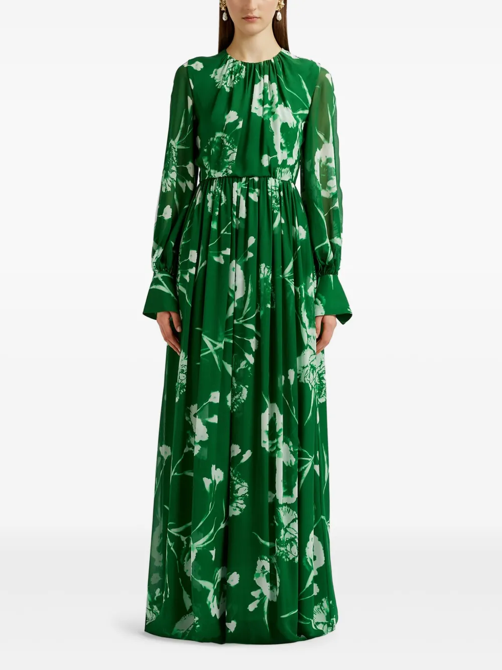 ERDEM Jurk met lange mouwen - Groen