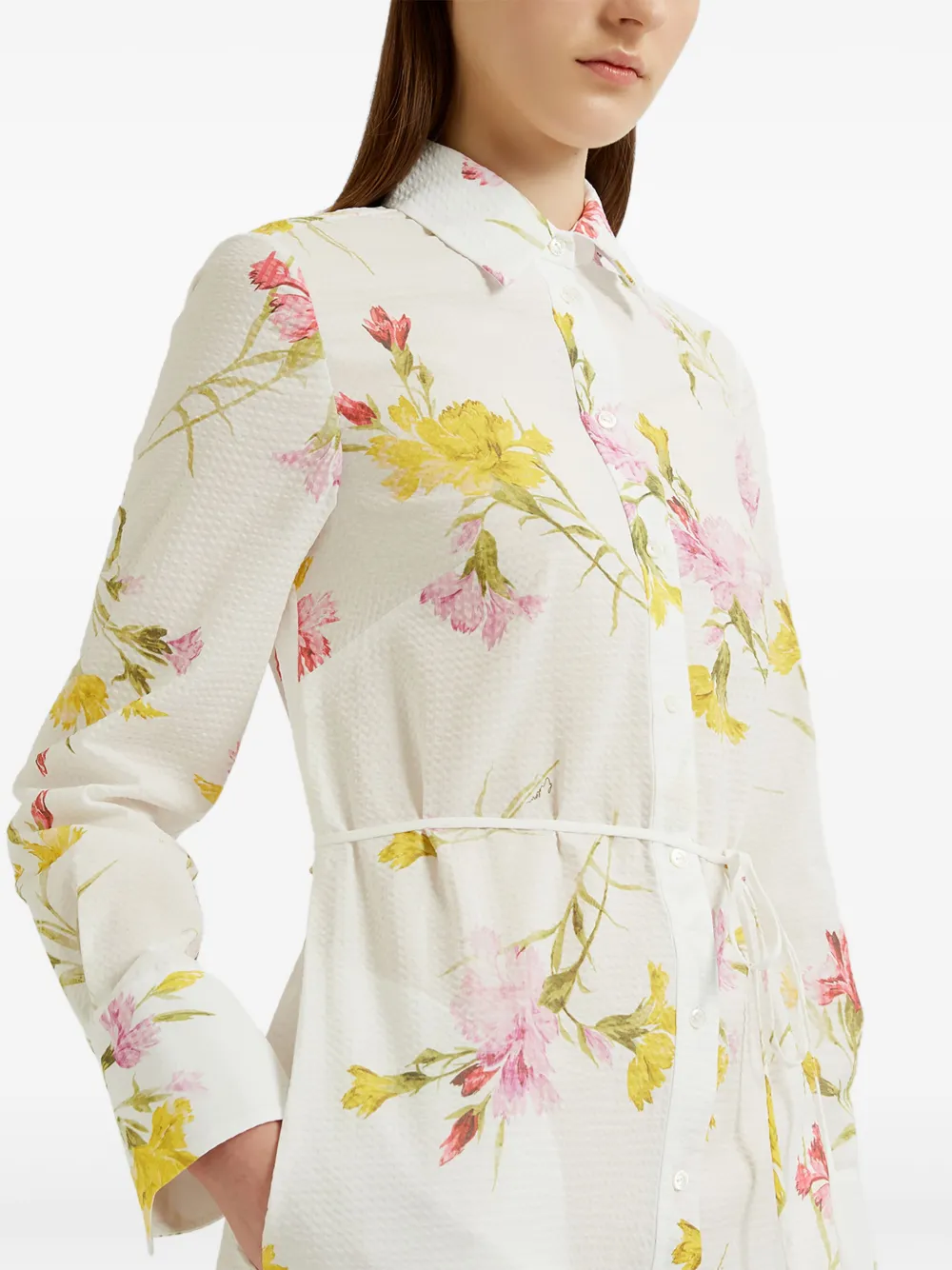 Shop Erdem Floral Shirt Dress In White