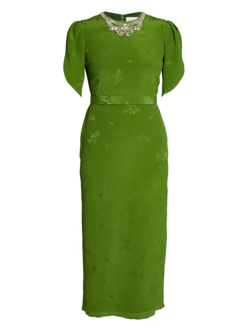 Robe mi-longue à manches bouffantes - ERDEM - Modalova