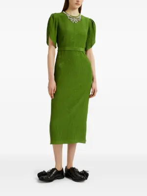 国内発| ERDEM フローラル プリーツシフォン ミディドレス 国内発| ERDEM ラッフル&プリーツ フローラル ミディドレス