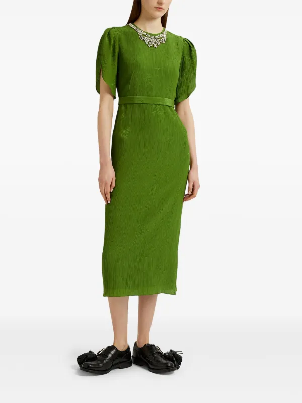 Erdem Puff-sleeve Midi Dress - Green