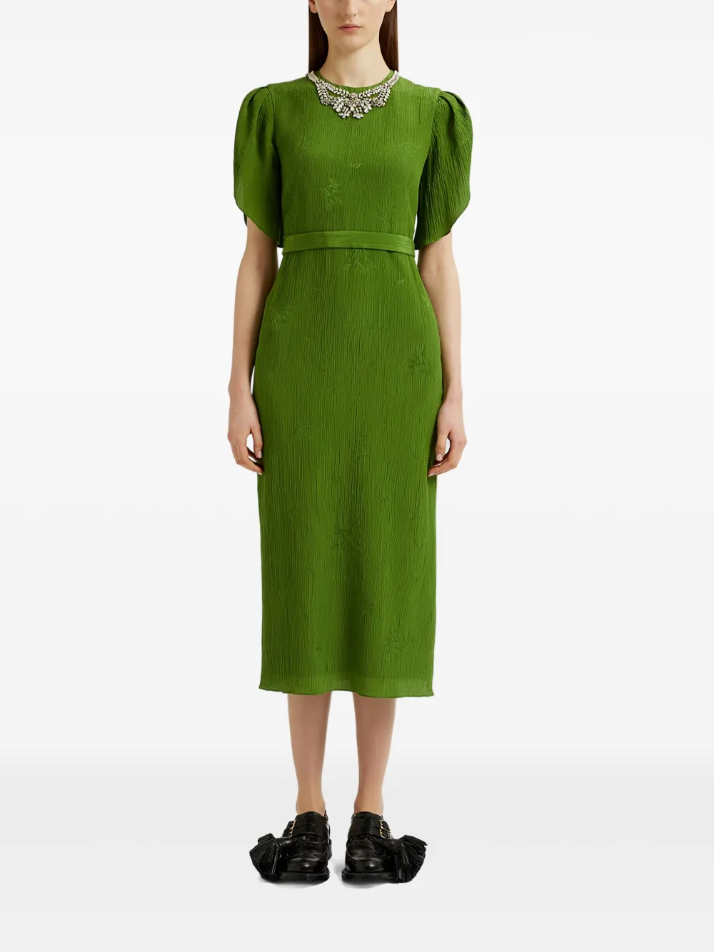 ERDEM PUFF-SLEEVE MIDI DRESS 