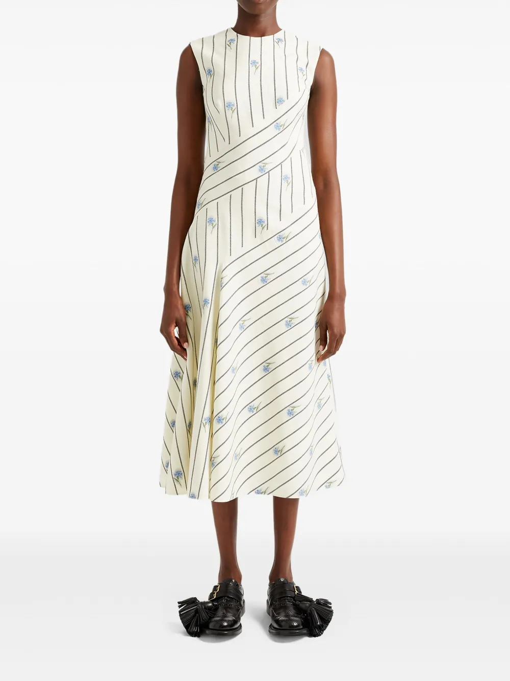 ERDEM FLORAL-PRINT ASYMMETRIC DRESS 