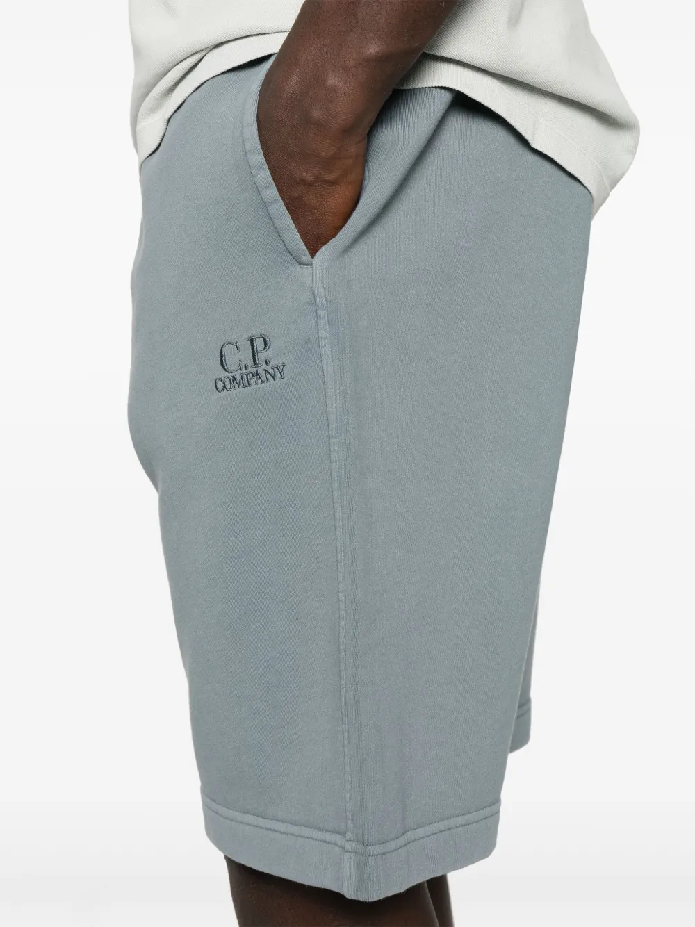 C.P. Company Trainingsshorts met geborduurd logo Blauw
