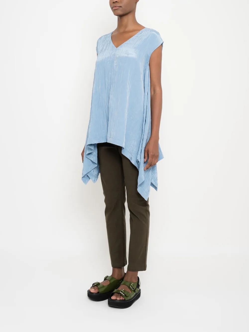 Uma Raquel Davidowicz Tied-waist Asymmetric-hem Top In ブルー