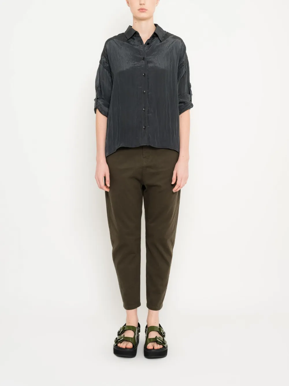 Uma | Raquel Davidowicz pleated button-up shirt - Zwart