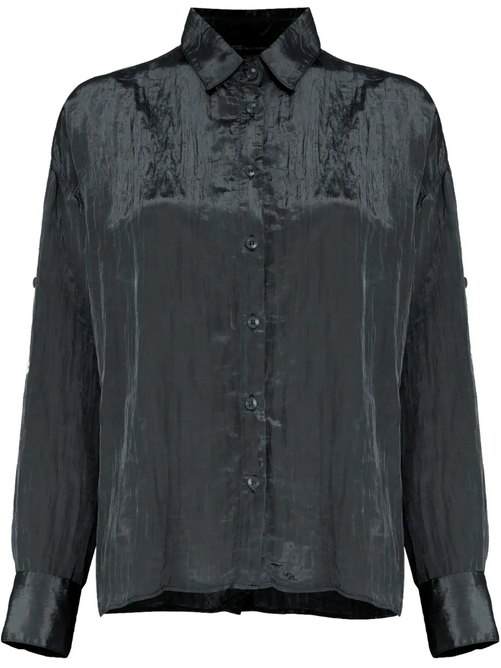 pleated button-up shirt