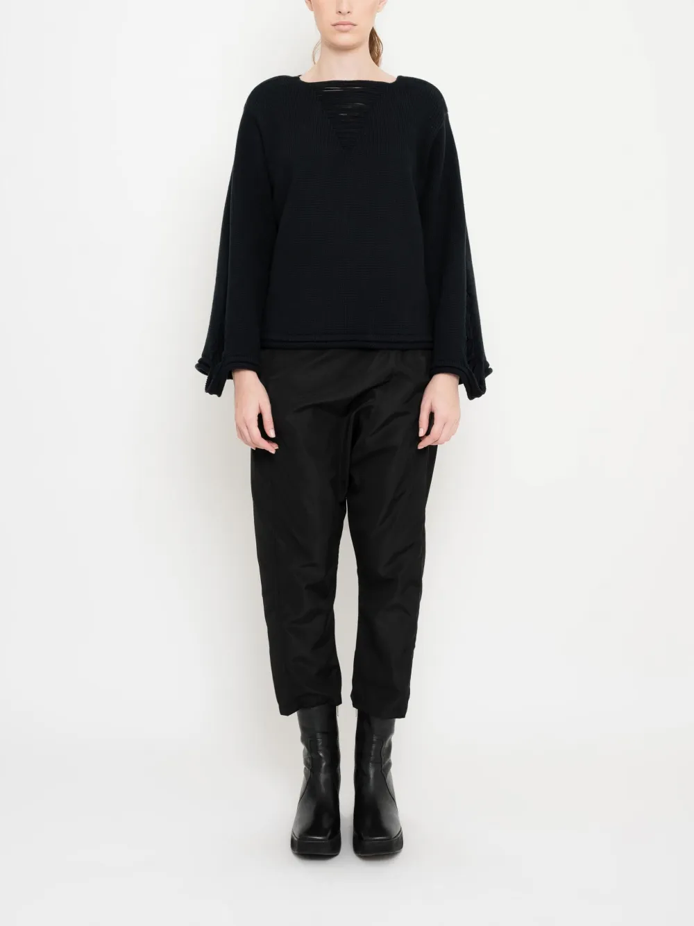 Uma | Raquel Davidowicz frayed-effect knit top - Zwart