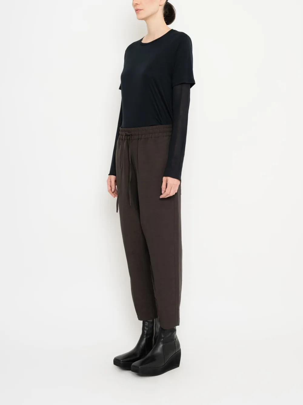 Uma | Raquel Davidowicz Cropped broek met trekkoord Bruin