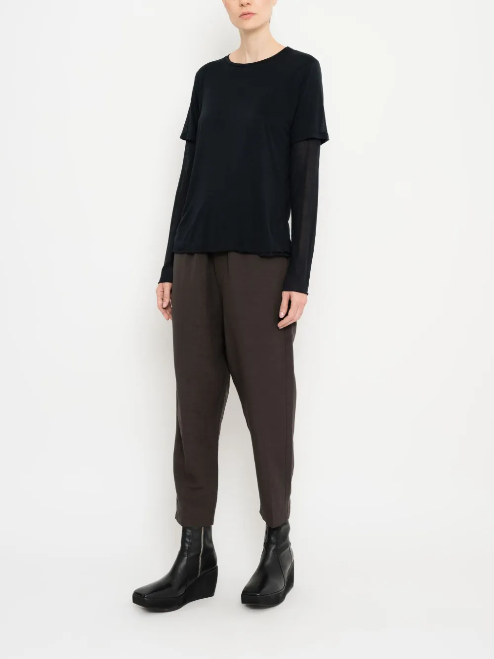 Uma Raquel Davidowicz Double-layered Long-sleeve Top In Black