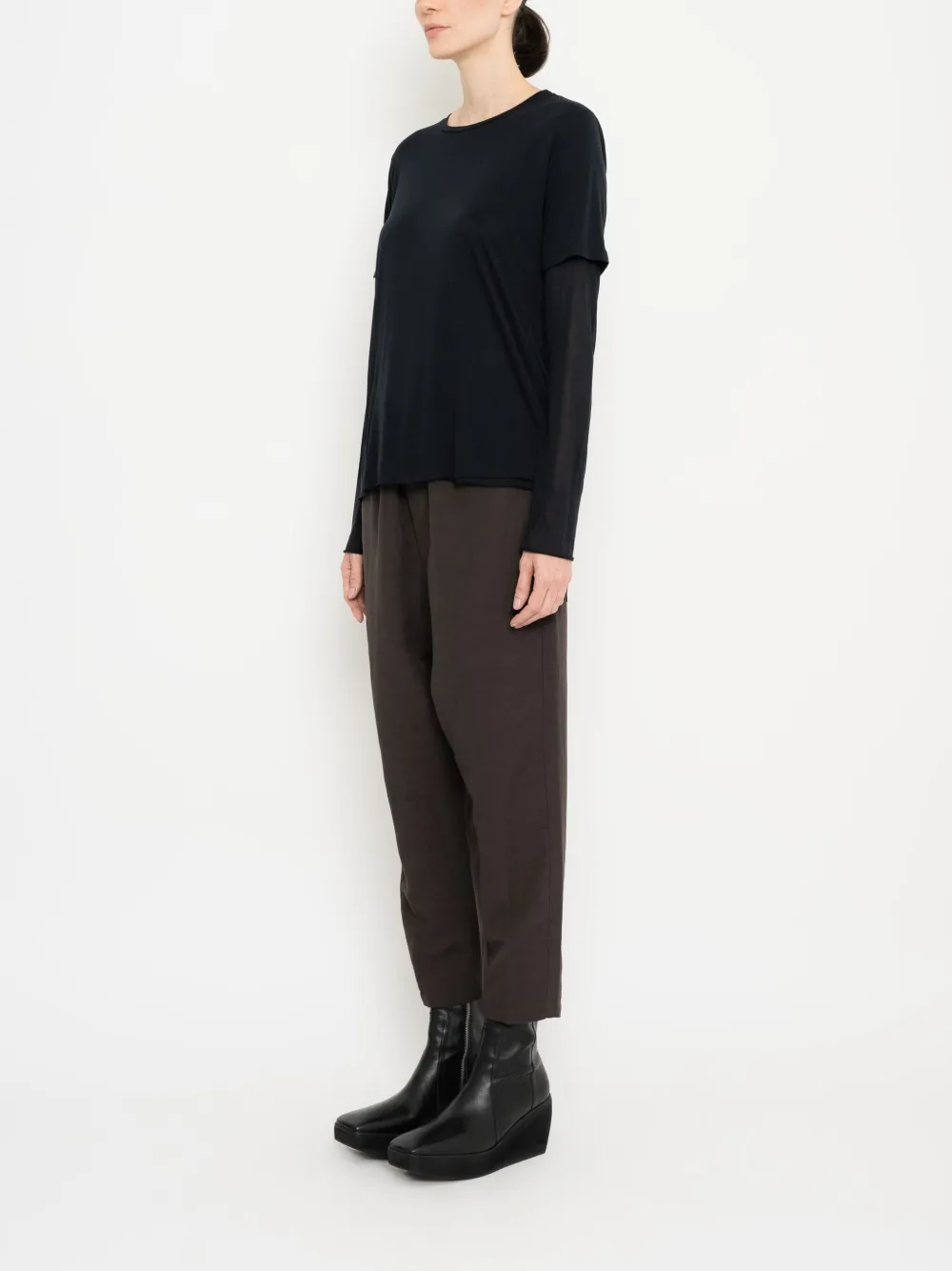 Uma Raquel Davidowicz Double-layered Long-sleeve Top In Black