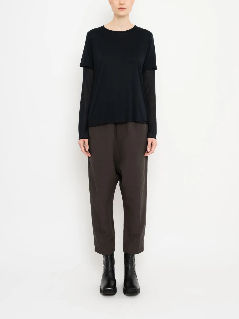 Uma | Raquel Davidowicz double-layered long-sleeve top - Zwart