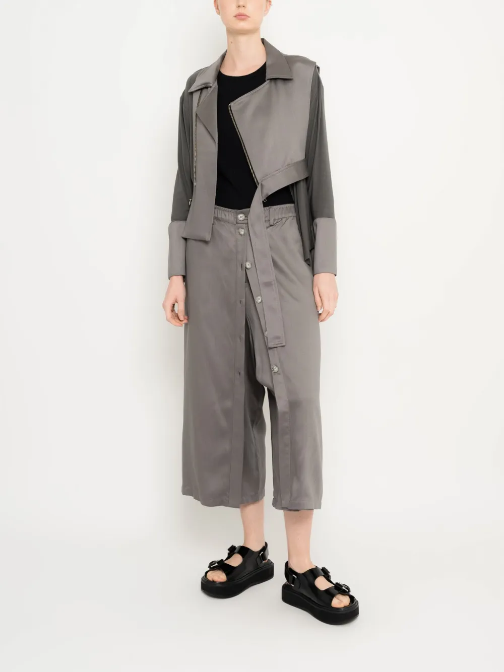 Uma | Raquel Davidowicz layered belted-waist jacket - Grijs