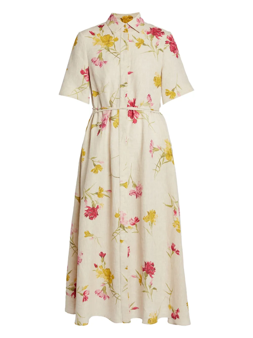 floral-print shirt dress