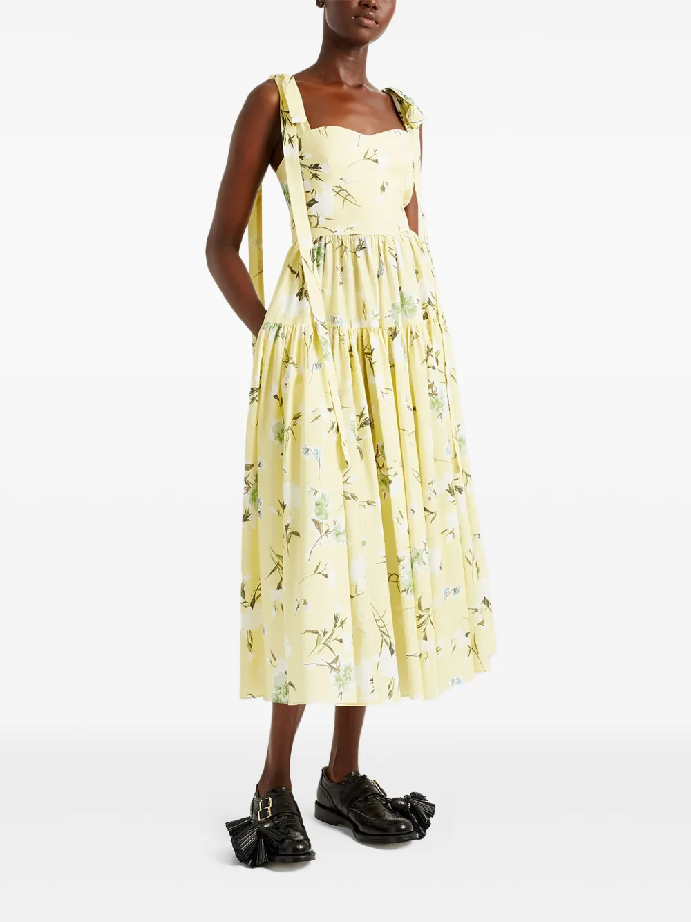 ERDEM Jurk met bloemenprint - Geel