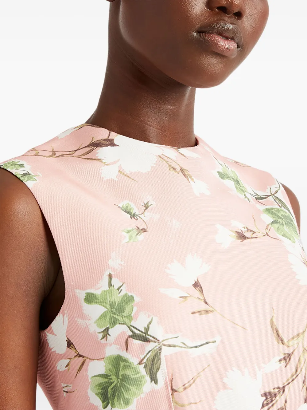 Shop Erdem Floral-print Midi Dress In Pink