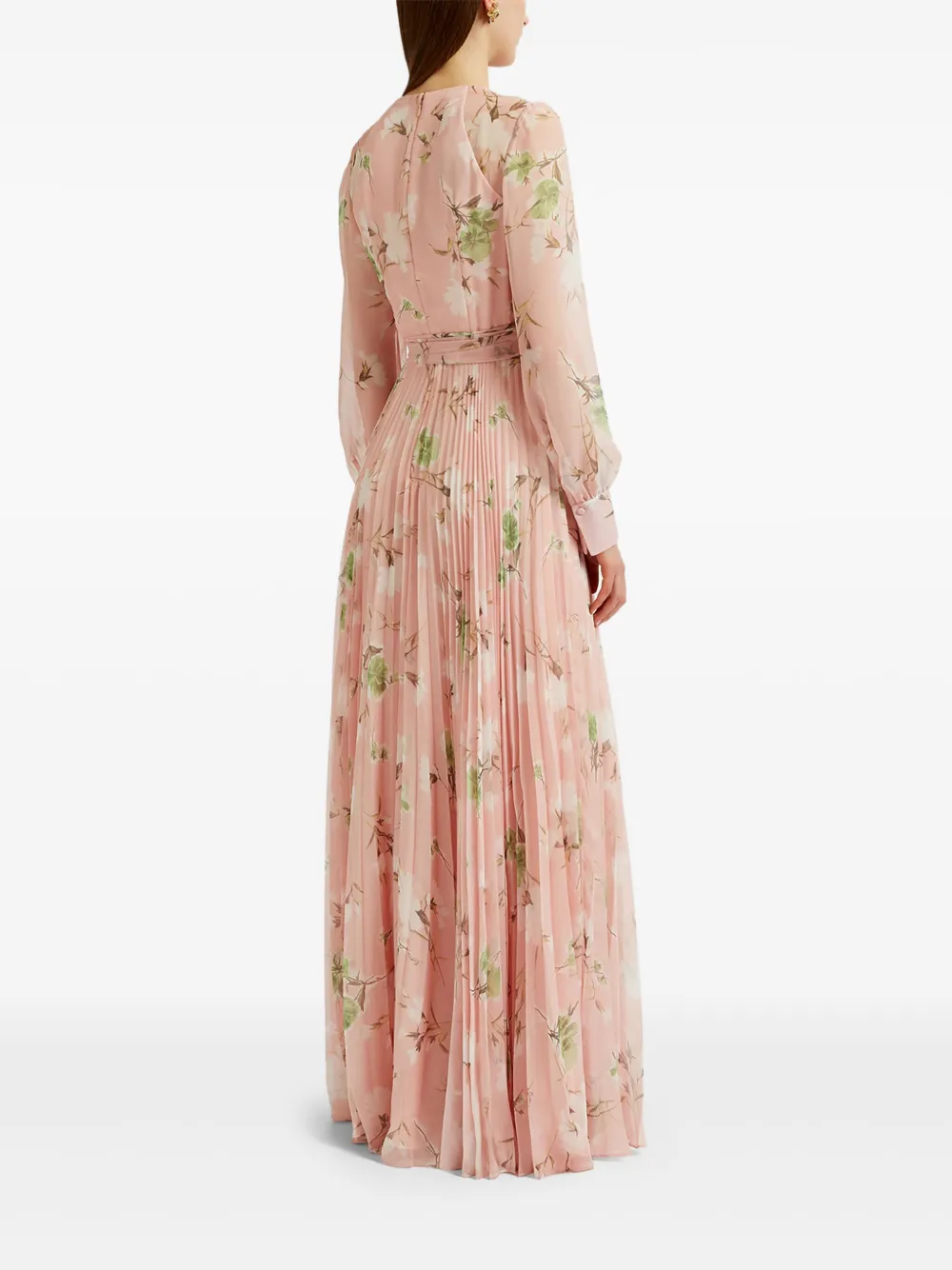 ERDEM PLEATED FLORAL MAXI DRESS