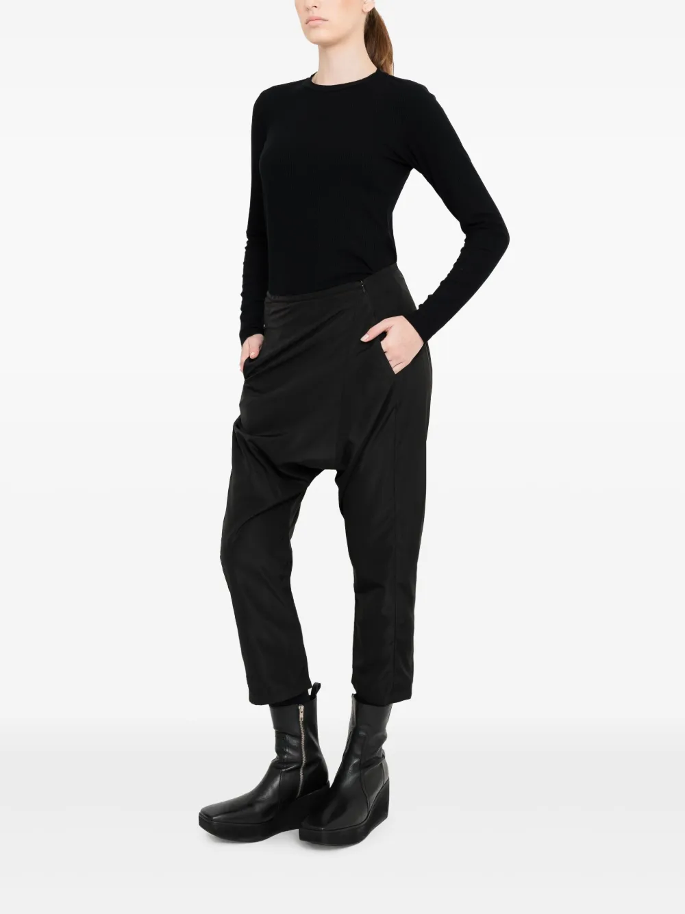 Uma | Raquel Davidowicz Cropped broek met gedrapeerd effect - Zwart