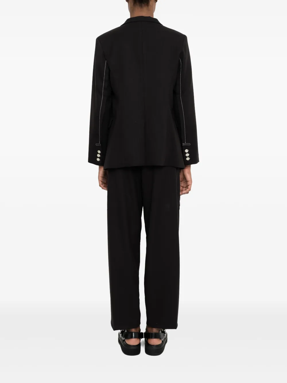 Uma | Raquel Davidowicz Enkele rij knopen blazer met split in de mouwen Zwart